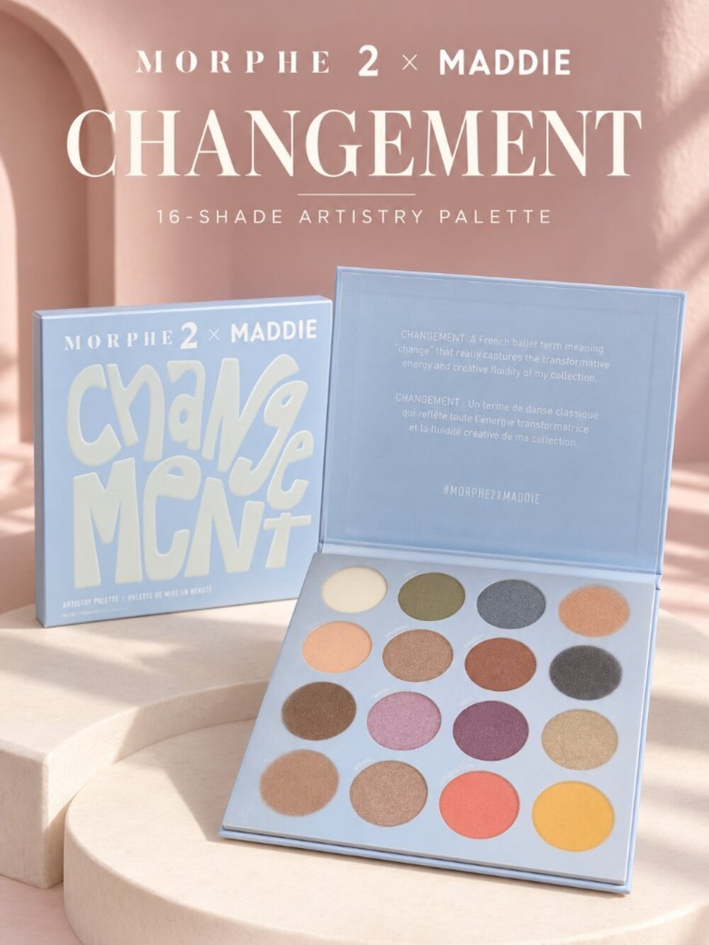 Morphe 2 x Maddie Ziegler Changement 16-Shade Artistry Palette with Box New
